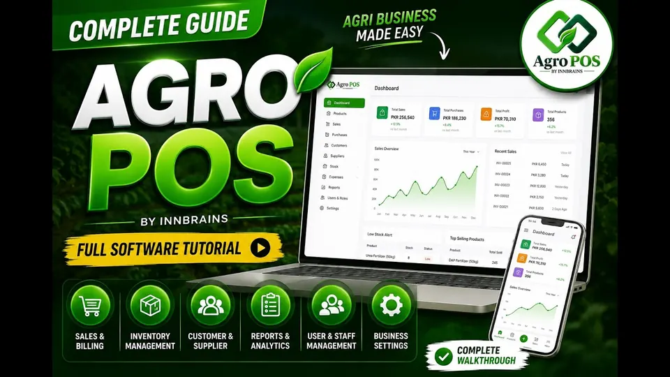 AgroPOS agriculture POS software walkthrough — billing, batch expiry, udhaar khata and inspection registers